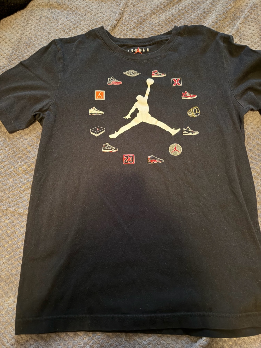 Jordan Black Tee with White and Red Jumpman & Sneaker Graphics
